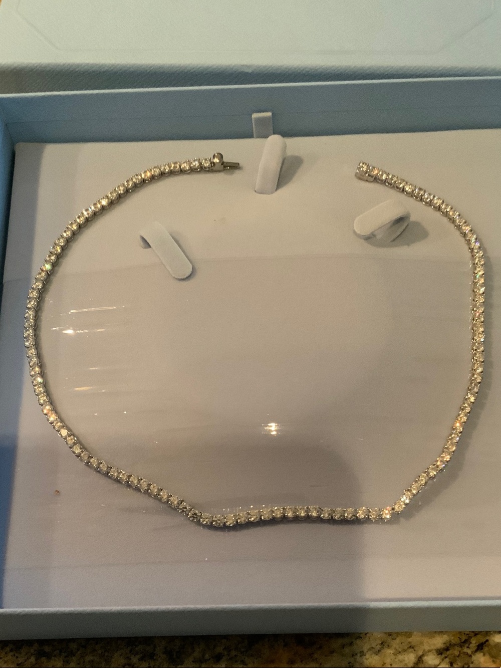 Classic Crystal Swarovski Tennis Necklace - White Gold Tone